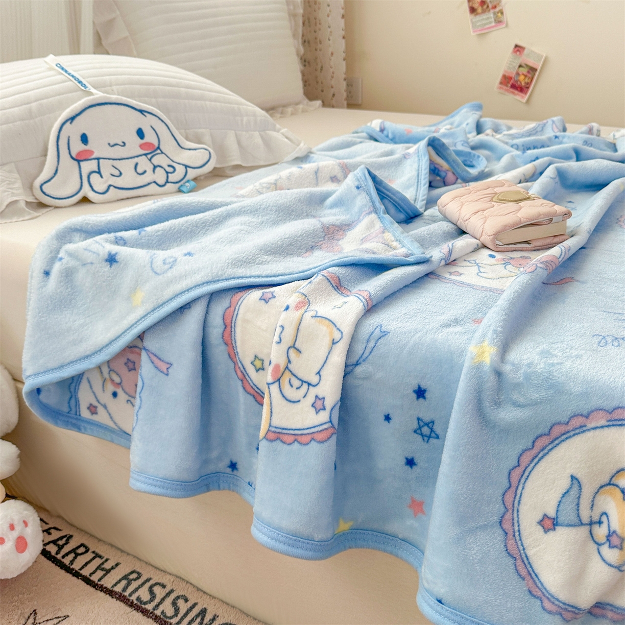 91家纺网 家纺一手货源 找家纺 花满路 2025新款亲肤舒适三丽鸥儿童毯毛毯毯子 圈圈大耳狗