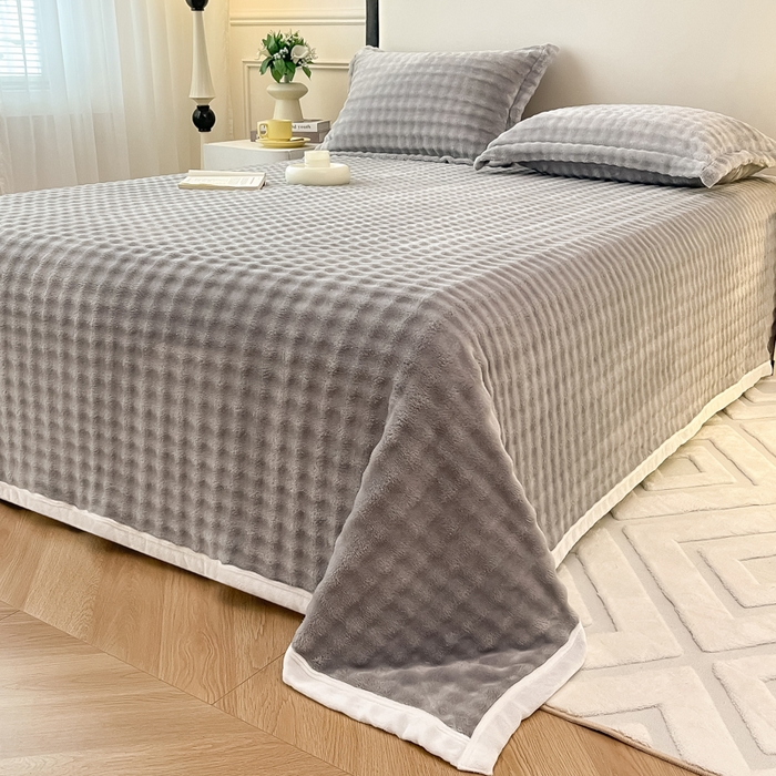 91家纺网 家纺一手货源 找家纺 宅部落 2025新款加厚牛奶绒泡泡绒单床单床单单品床单单件 星空灰