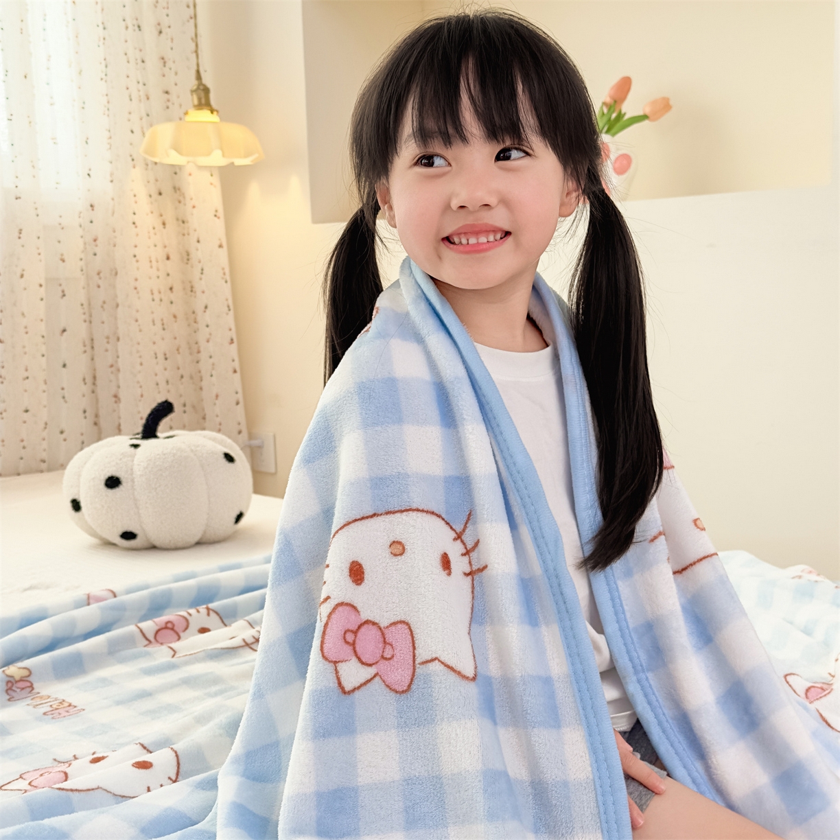 91家纺网 家纺一手货源 找家纺 花满路 2025新款亲肤舒适三丽鸥儿童毯毛毯毯子 糖果kt