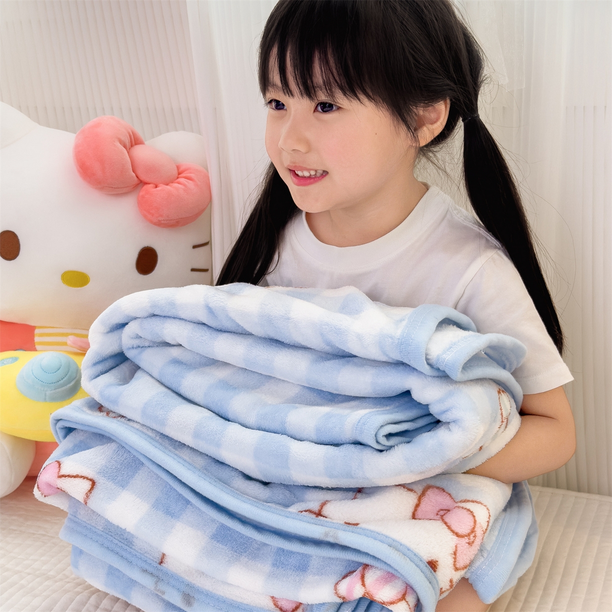 91家纺网 家纺一手货源 找家纺 花满路 2025新款亲肤舒适三丽鸥儿童毯毛毯毯子 糖果kt