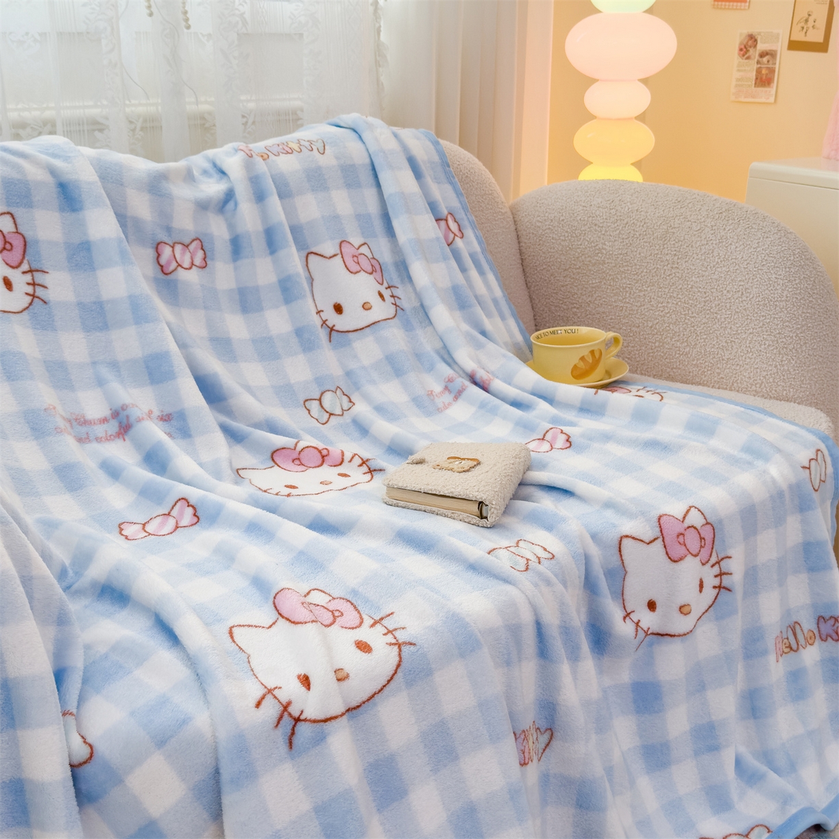 91家纺网 家纺一手货源 找家纺 花满路 2025新款亲肤舒适三丽鸥儿童毯毛毯毯子 糖果kt