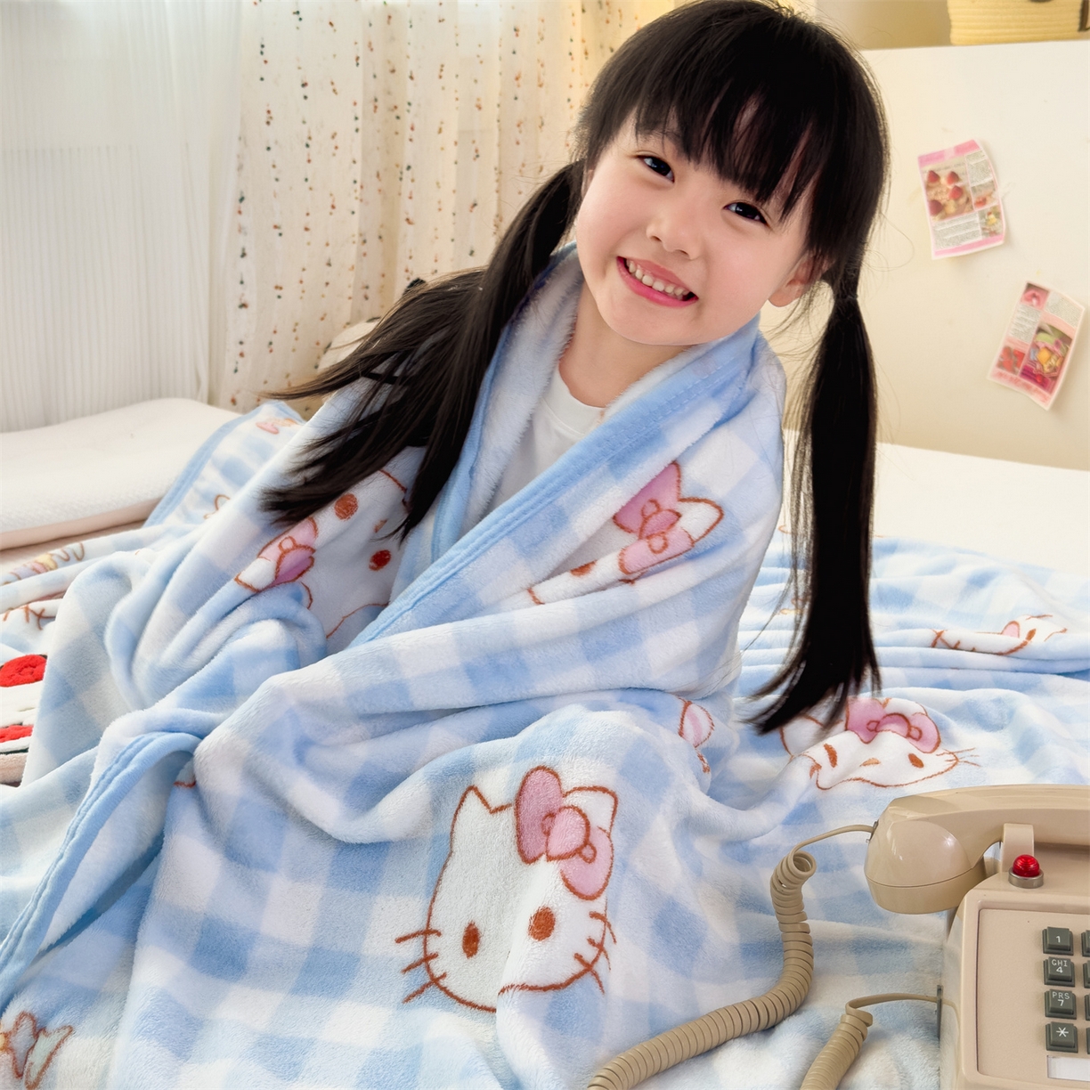 91家纺网 家纺一手货源 找家纺 花满路 2025新款亲肤舒适三丽鸥儿童毯毛毯毯子 糖果kt