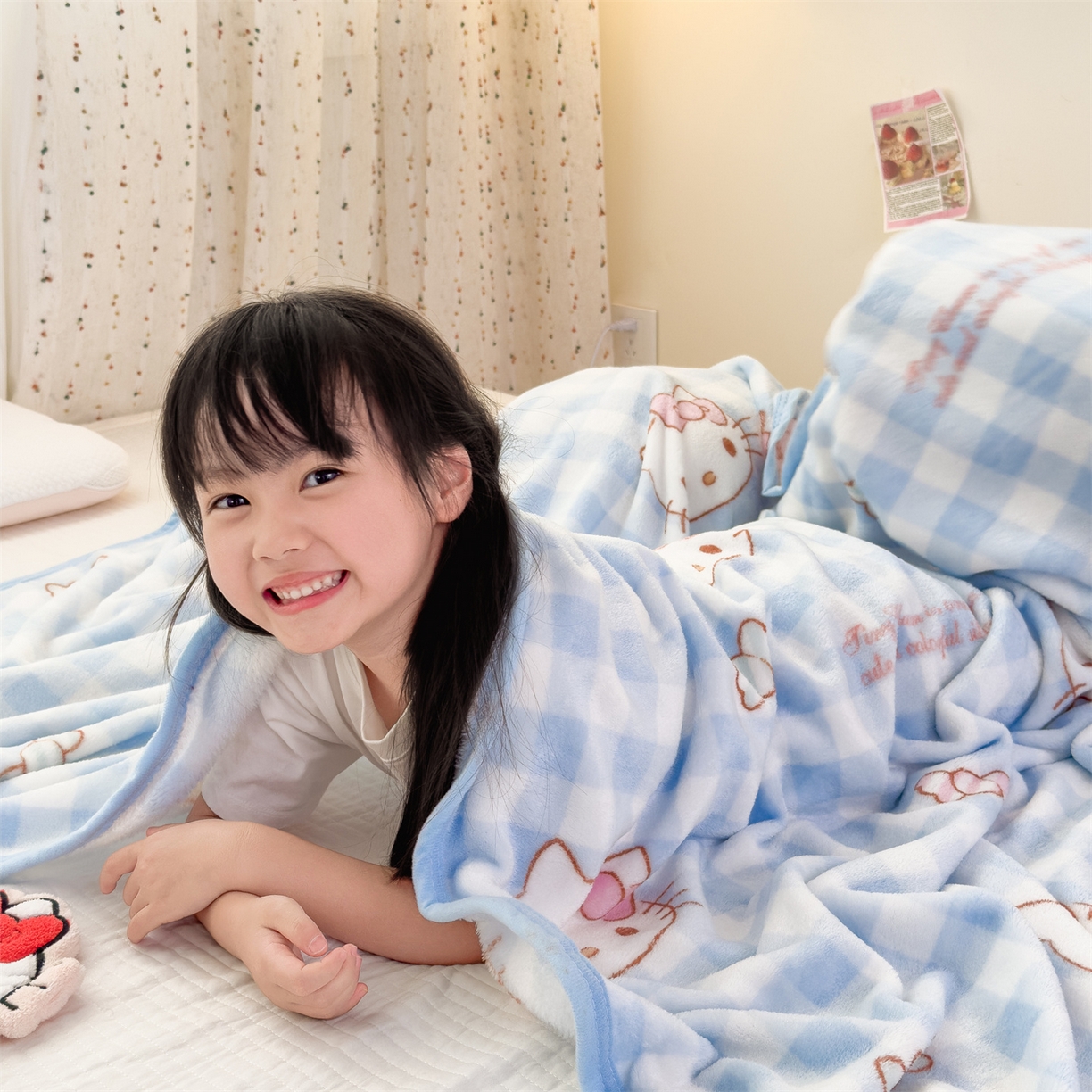 91家纺网 家纺一手货源 找家纺 花满路 2025新款亲肤舒适三丽鸥儿童毯毛毯毯子 糖果kt