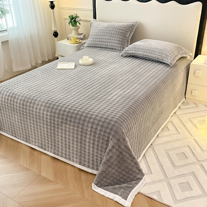 91家纺网 家纺一手货源 找家纺 宅部落 2025新款加厚牛奶绒泡泡绒单床单床单单品床单单件 星空灰