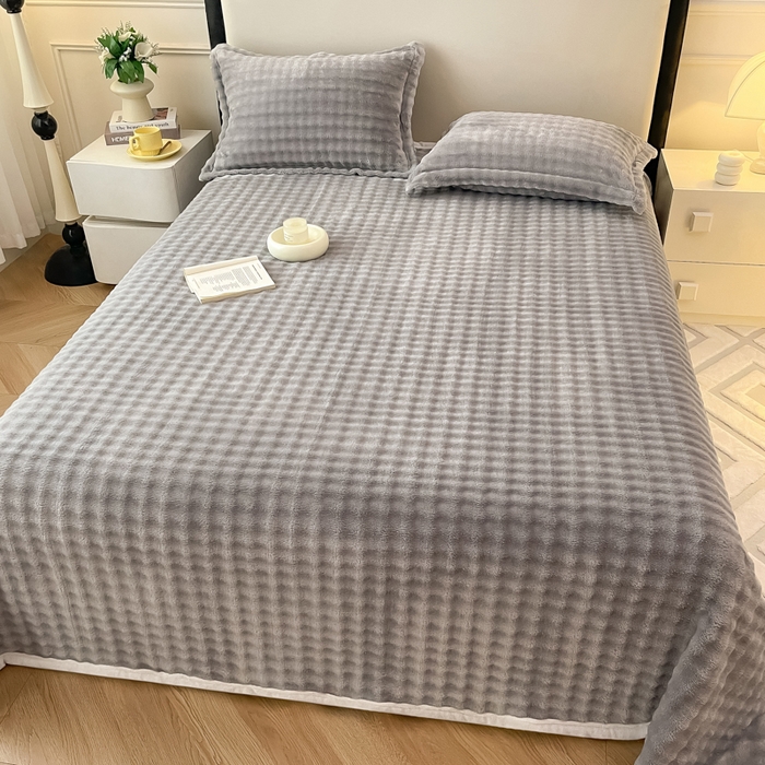 91家纺网 家纺一手货源 找家纺 宅部落 2025新款加厚牛奶绒泡泡绒单床单床单单品床单单件 星空灰