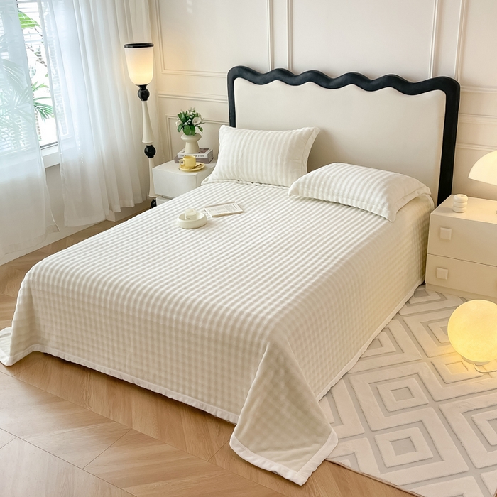 91家纺网 家纺一手货源 找家纺 宅部落 2025新款加厚牛奶绒泡泡绒单床单床单单品床单单件 优雅白