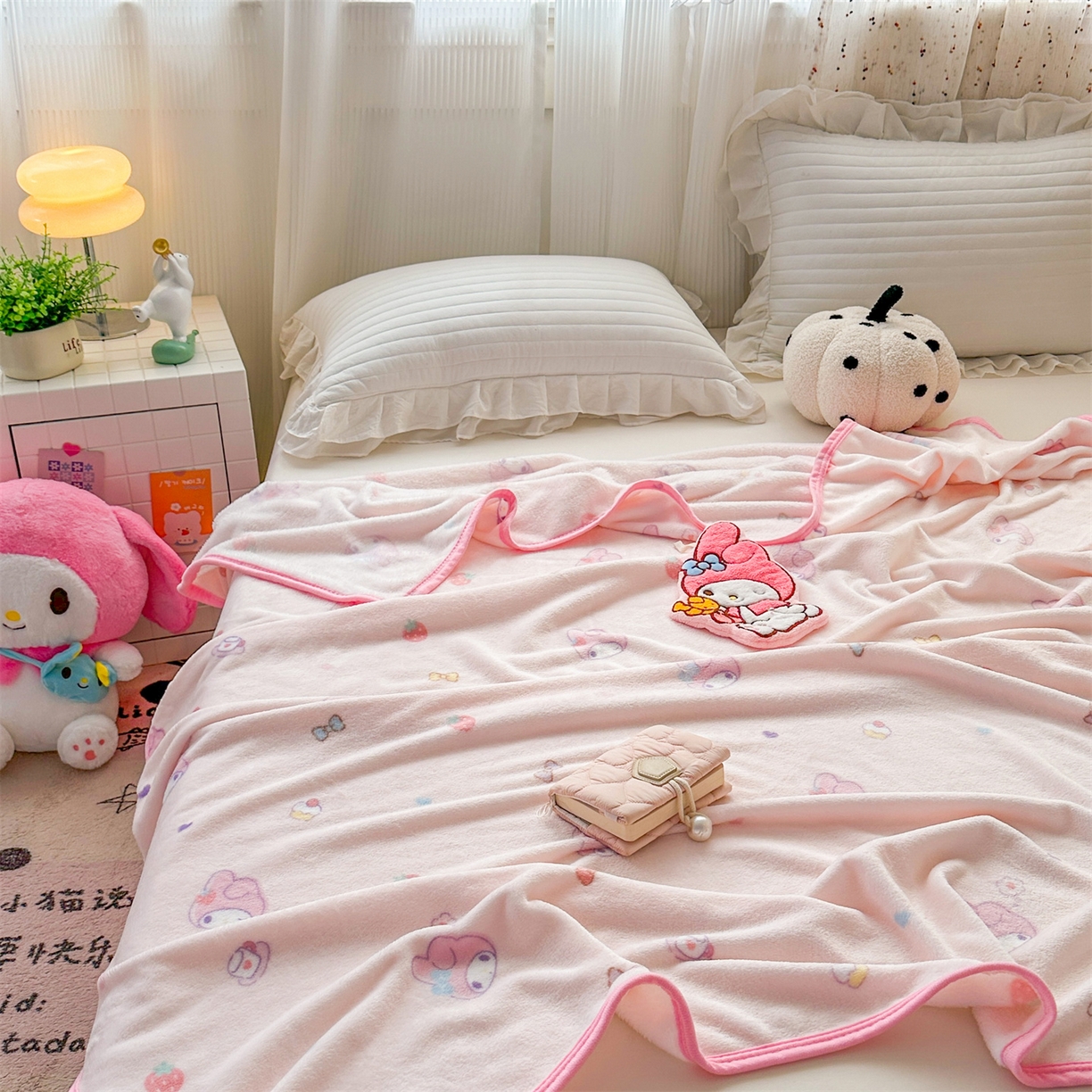 91家纺网 家纺一手货源 找家纺 花满路 2025新款亲肤舒适三丽鸥儿童毯毛毯毯子 甜筒美乐蒂