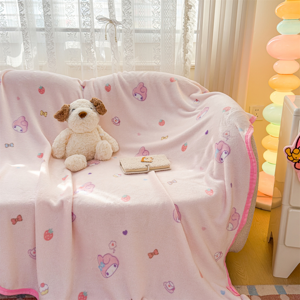 91家纺网 家纺一手货源 找家纺 花满路 2025新款亲肤舒适三丽鸥儿童毯毛毯毯子 甜筒美乐蒂