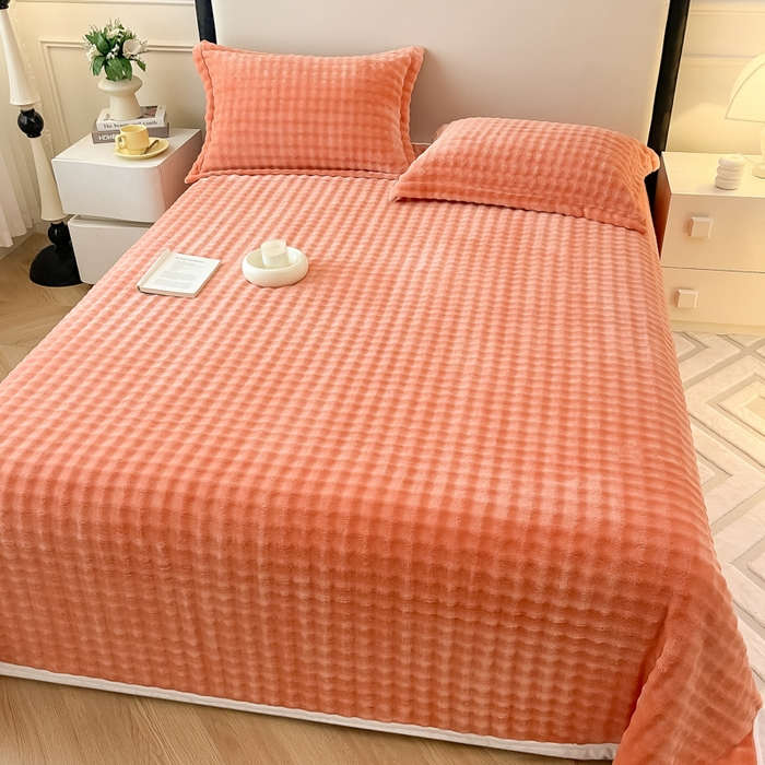 91家纺网 家纺一手货源 找家纺 宅部落 2025新款加厚牛奶绒泡泡绒单床单床单单品床单单件 优雅橙