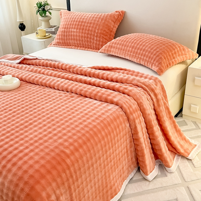 91家纺网 家纺一手货源 找家纺 宅部落 2025新款加厚牛奶绒泡泡绒单床单床单单品床单单件 优雅橙