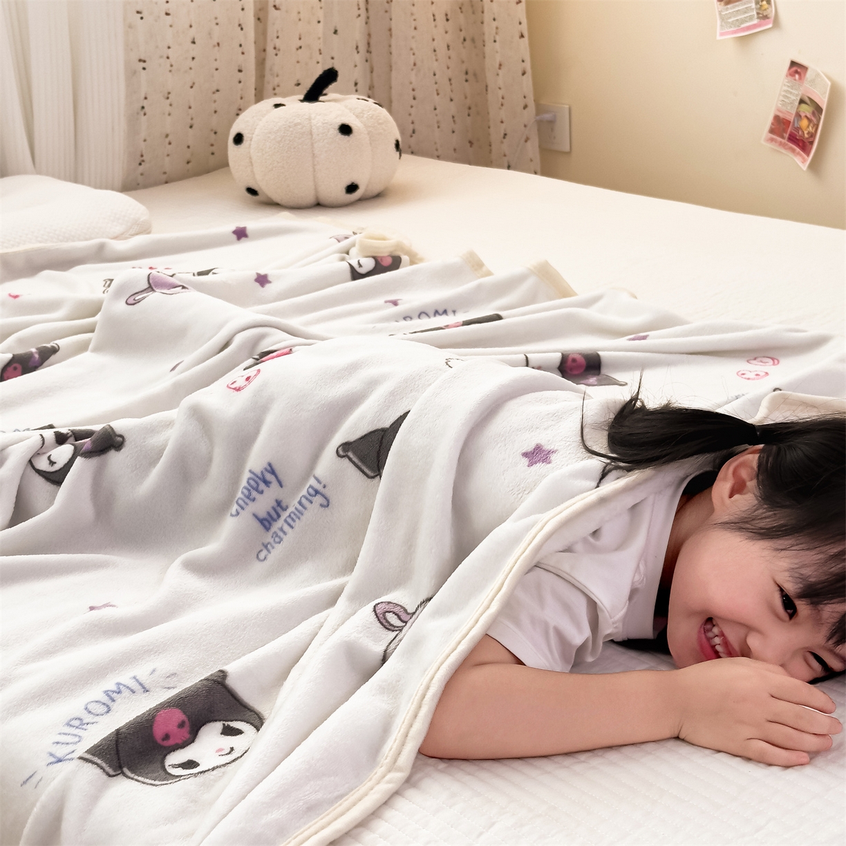 91家纺网 家纺一手货源 找家纺 花满路 2025新款亲肤舒适三丽鸥儿童毯毛毯毯子 小小库洛米