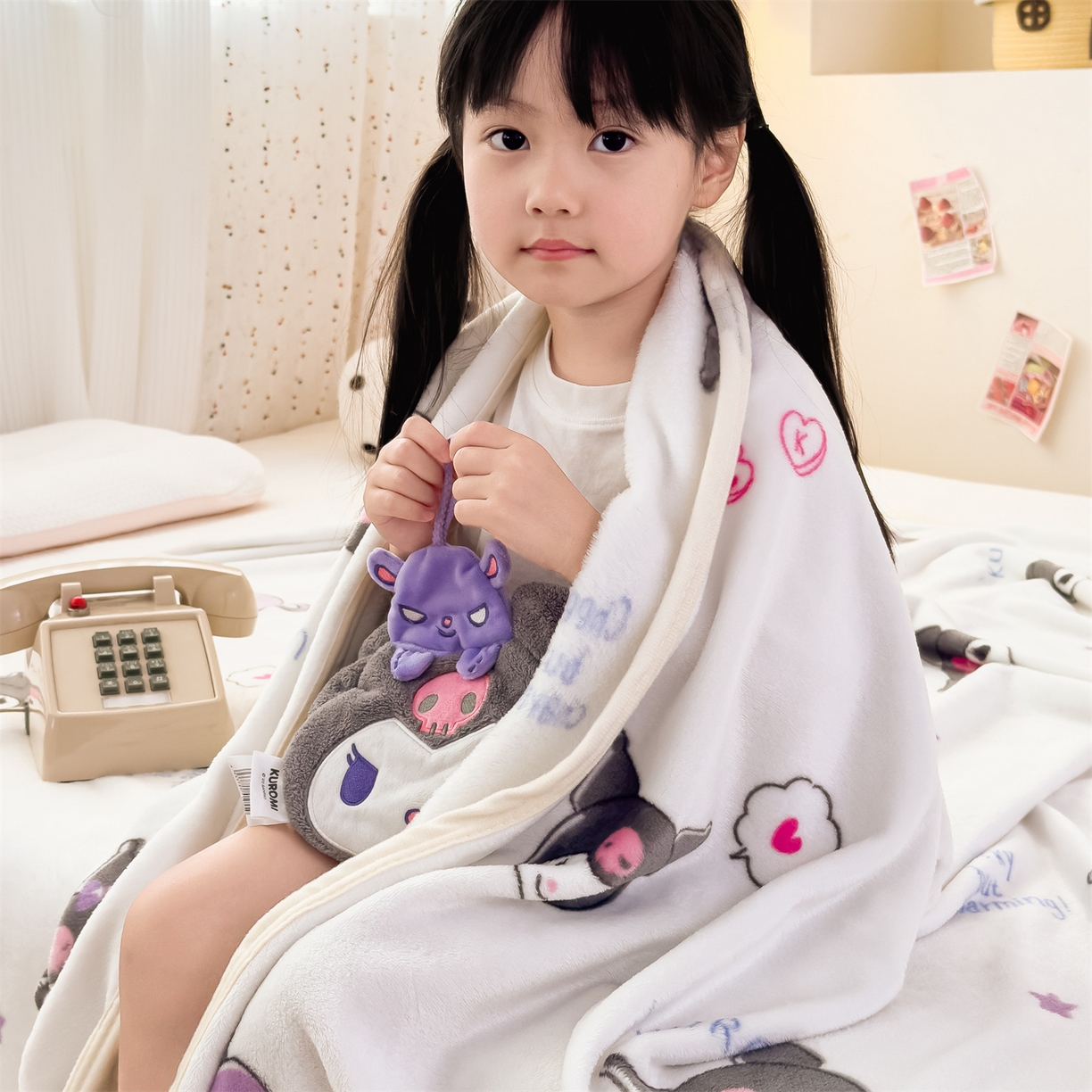 91家纺网 家纺一手货源 找家纺 花满路 2025新款亲肤舒适三丽鸥儿童毯毛毯毯子 小小库洛米