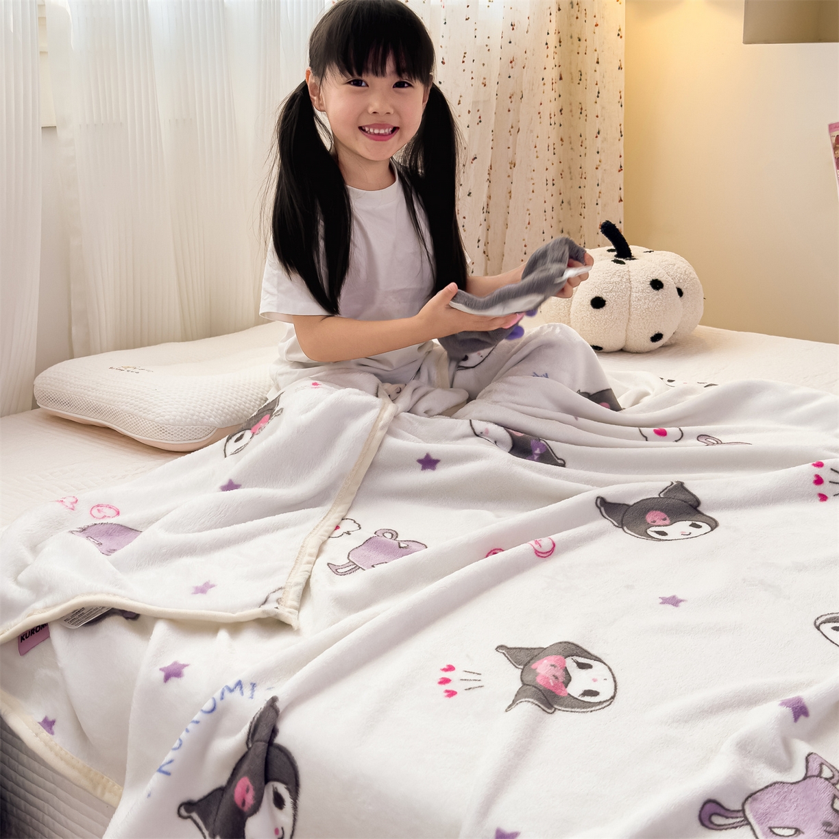 91家纺网 家纺一手货源 找家纺 花满路 2025新款亲肤舒适三丽鸥儿童毯毛毯毯子 小小库洛米