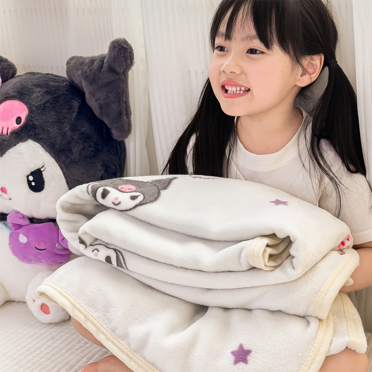 91家纺网 家纺一手货源 找家纺 花满路 2025新款亲肤舒适三丽鸥儿童毯毛毯毯子 小小库洛米