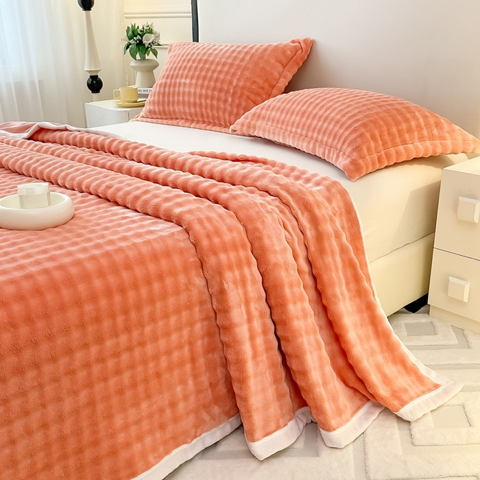 91家纺网 家纺一手货源 找家纺 宅部落 2025新款加厚牛奶绒泡泡绒单床单床单单品床单单件 优雅橙