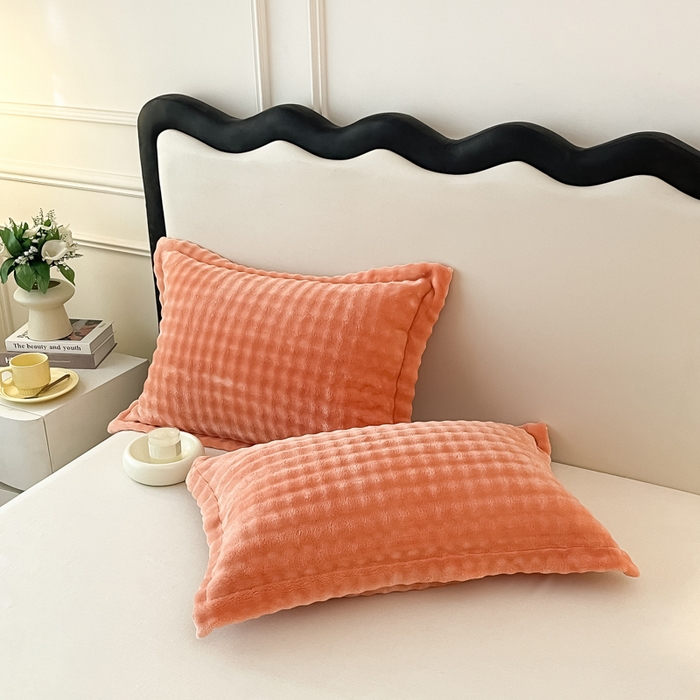 91家纺网 家纺一手货源 找家纺 宅部落 2025新款加厚牛奶绒泡泡绒单床单床单单品床单单件 优雅橙