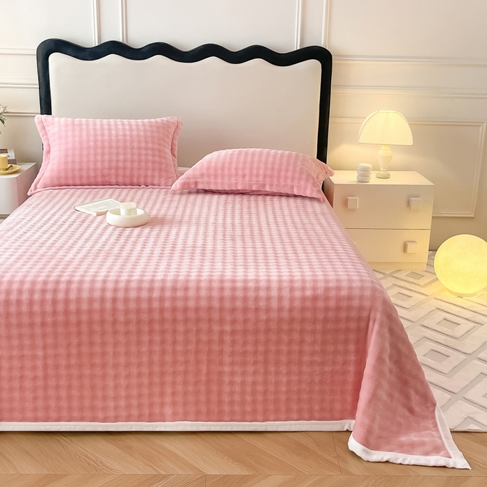 91家纺网 家纺一手货源 找家纺 宅部落 2025新款加厚牛奶绒泡泡绒单床单床单单品床单单件 优雅粉