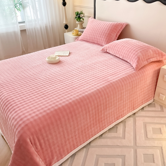 91家纺网 家纺一手货源 找家纺 宅部落 2025新款加厚牛奶绒泡泡绒单床单床单单品床单单件 优雅粉