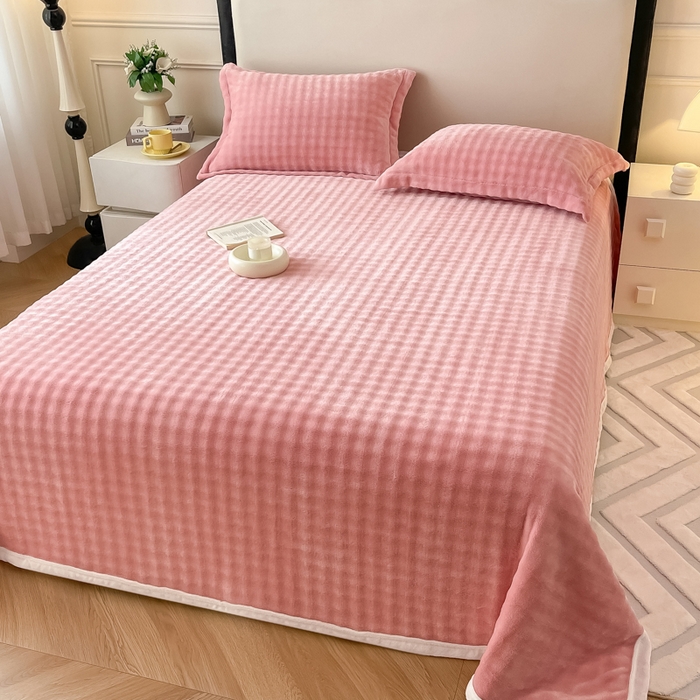 91家纺网 家纺一手货源 找家纺 宅部落 2025新款加厚牛奶绒泡泡绒单床单床单单品床单单件 优雅粉