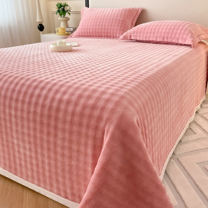 91家纺网 家纺一手货源 找家纺 宅部落 2025新款加厚牛奶绒泡泡绒单床单床单单品床单单件 优雅粉