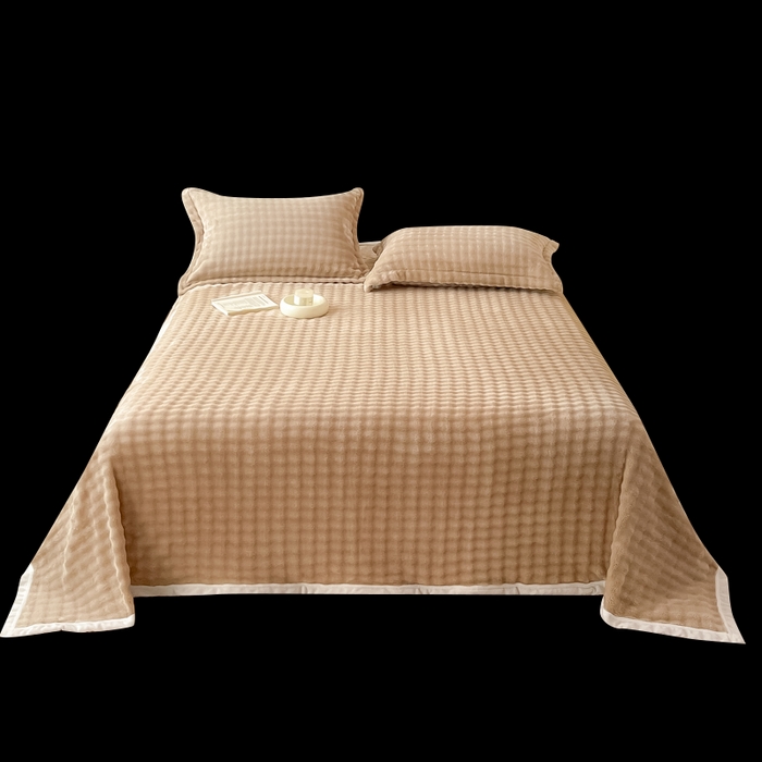 91家纺网 家纺一手货源 找家纺 宅部落 2025新款加厚牛奶绒泡泡绒单床单床单单品床单单件 优雅驼