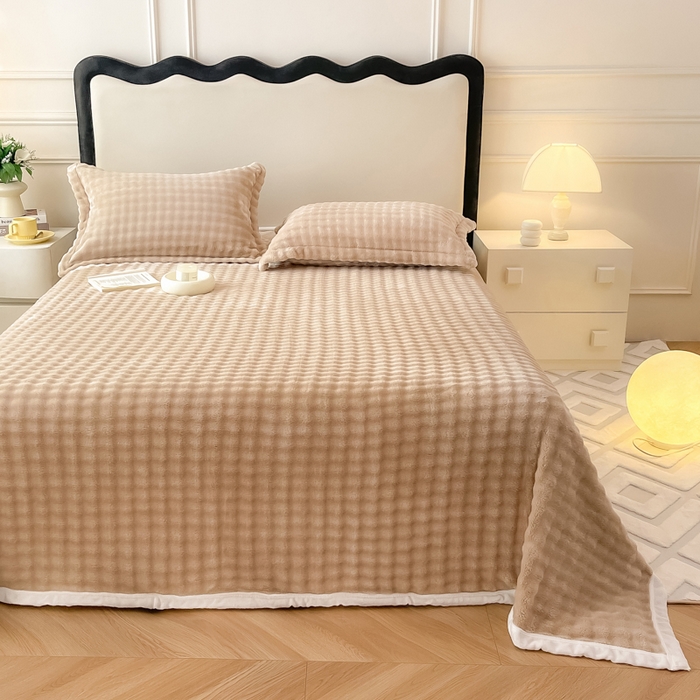 91家纺网 家纺一手货源 找家纺 宅部落 2025新款加厚牛奶绒泡泡绒单床单床单单品床单单件 优雅驼