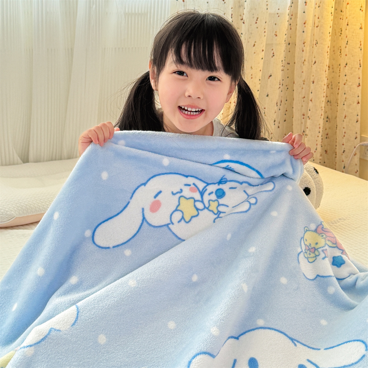 91家纺网 家纺一手货源 找家纺 花满路 2025新款亲肤舒适三丽鸥儿童毯毛毯毯子 星星玉桂狗