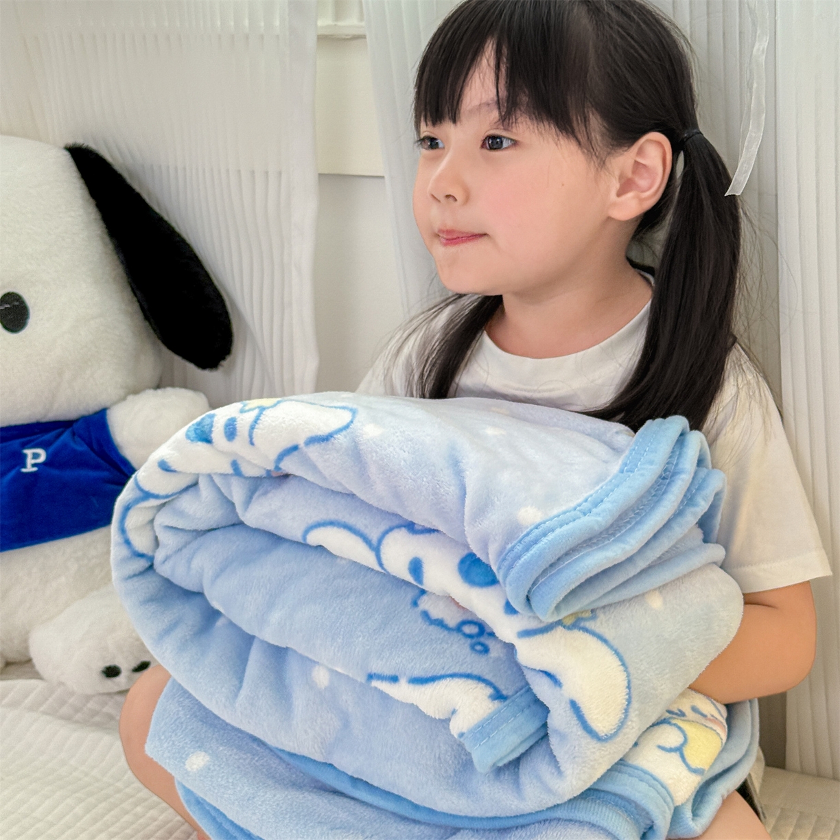 91家纺网 家纺一手货源 找家纺 花满路 2025新款亲肤舒适三丽鸥儿童毯毛毯毯子 星星玉桂狗