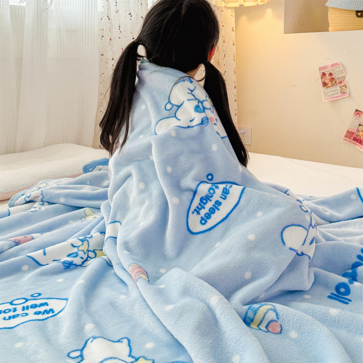 91家纺网 家纺一手货源 找家纺 花满路 2025新款亲肤舒适三丽鸥儿童毯毛毯毯子 星星玉桂狗