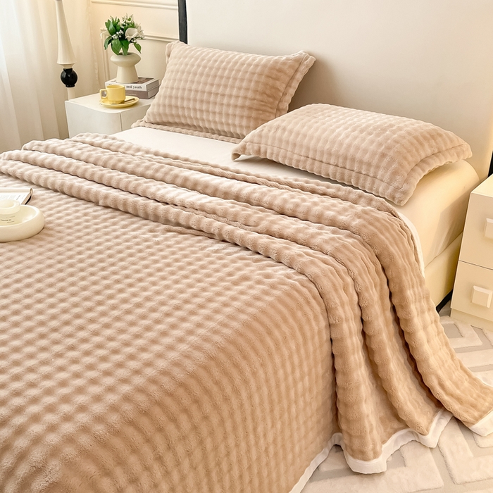 91家纺网 家纺一手货源 找家纺 宅部落 2025新款加厚牛奶绒泡泡绒单床单床单单品床单单件 优雅驼