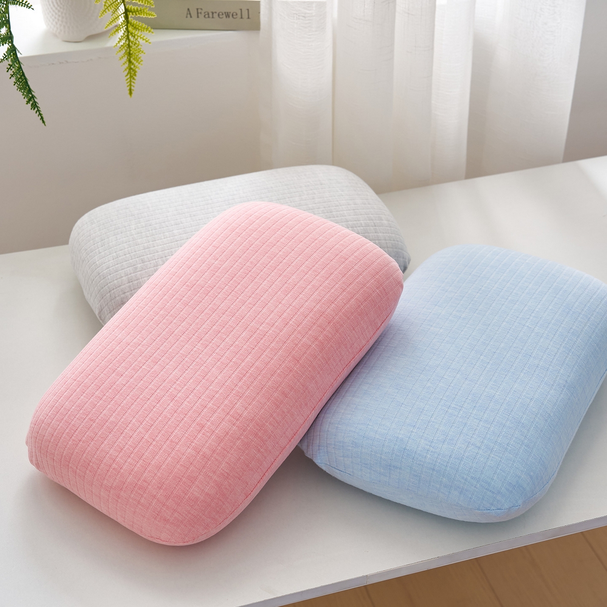 91家纺网 家纺一手货源 找家纺 （总）鼎盛乳胶 2025新款条纹学生午睡枕乳胶面包枕