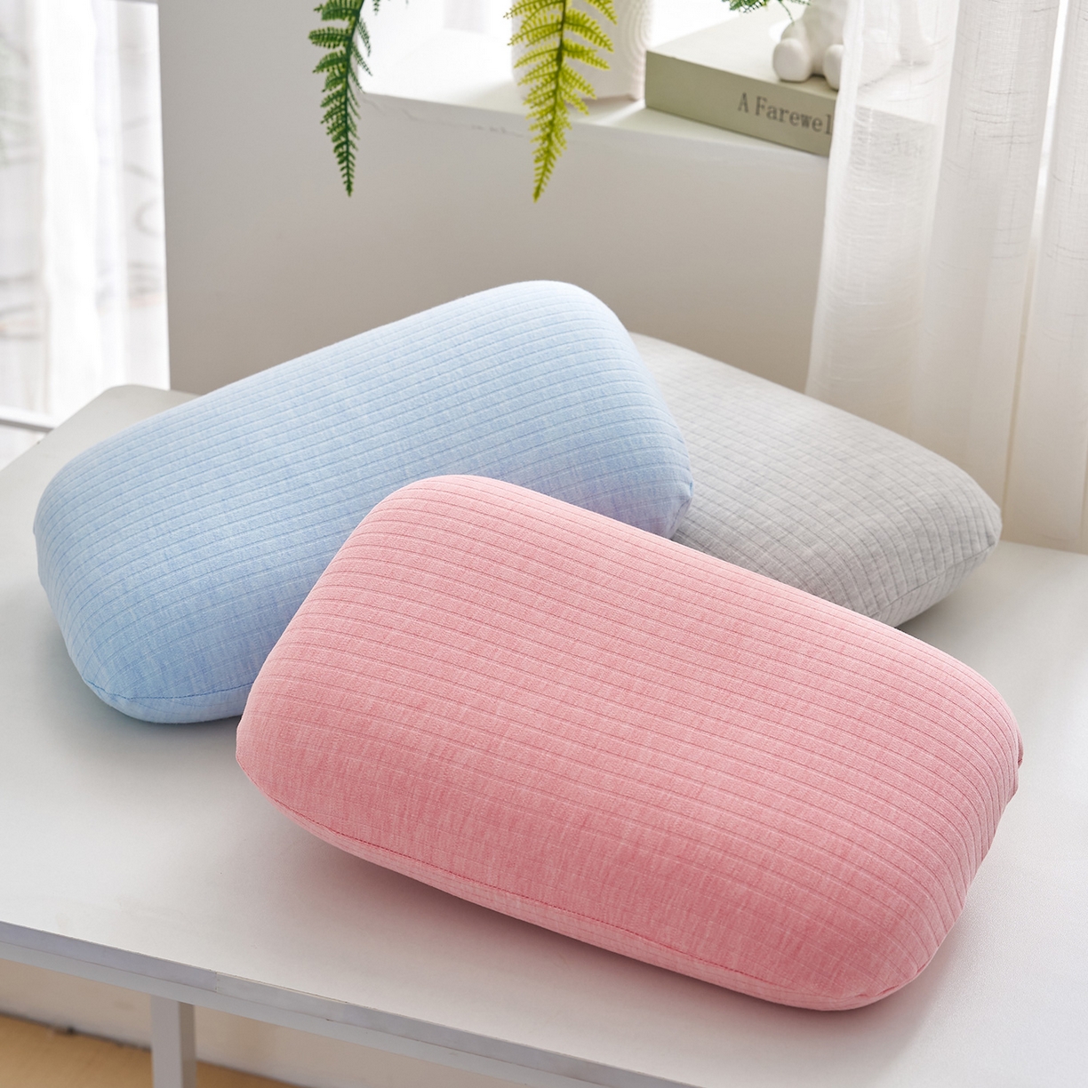 91家纺网 家纺一手货源 找家纺 （总）鼎盛乳胶 2025新款条纹学生午睡枕乳胶面包枕