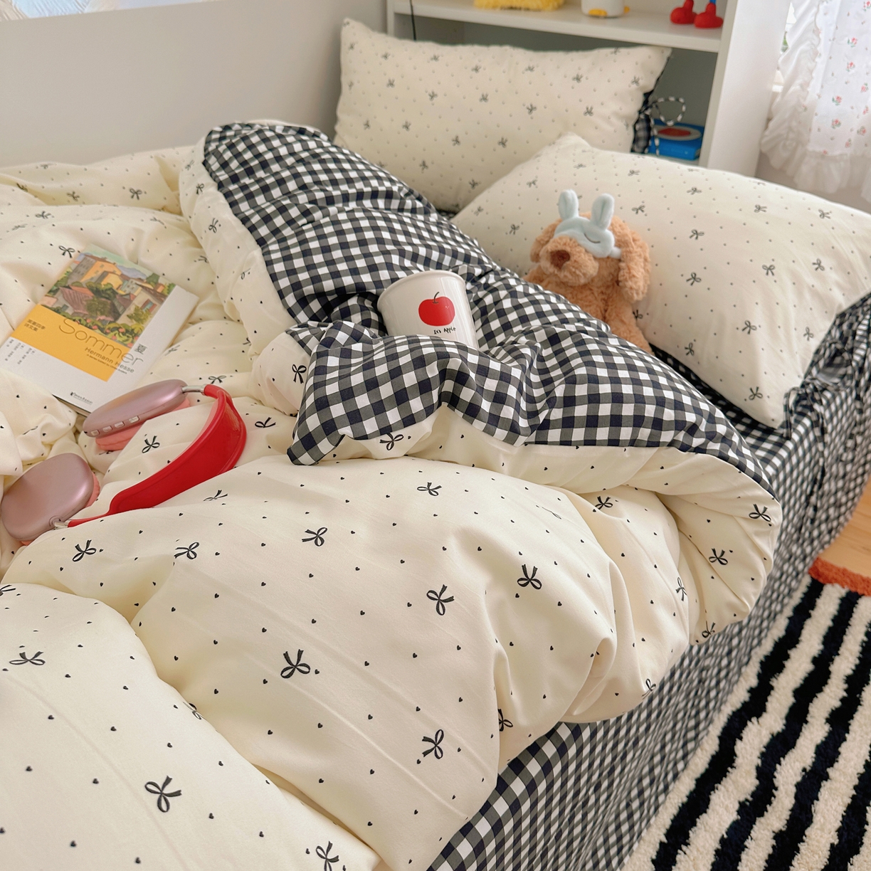 91家纺网 家纺一手货源 找家纺 （总）初念 2025新款水洗棉系绳云朵棉四件套系列