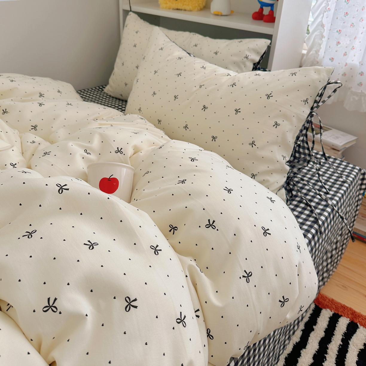 91家纺网 家纺一手货源 找家纺 （总）初念 2025新款水洗棉系绳云朵棉四件套系列