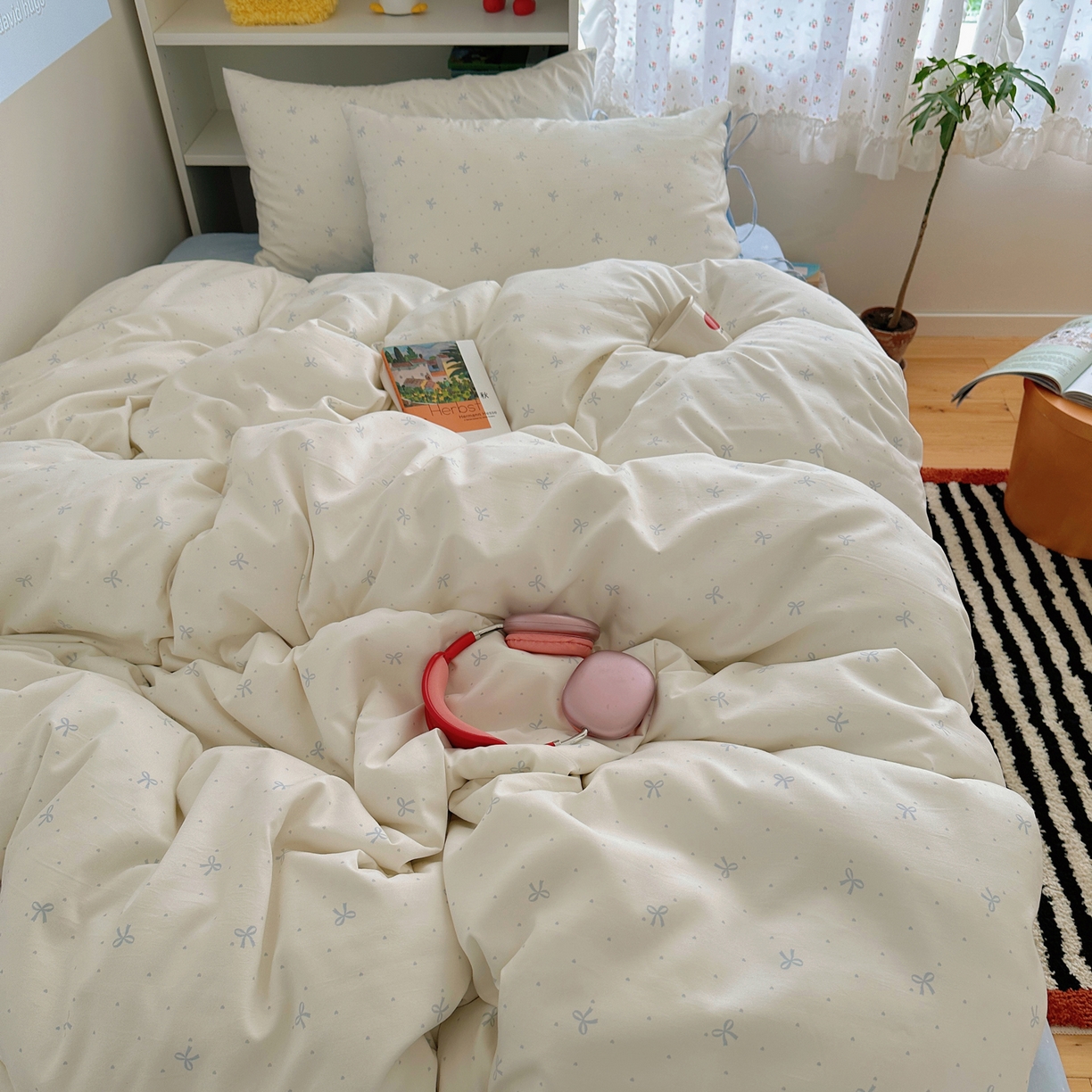 91家纺网 家纺一手货源 找家纺 （总）初念 2025新款水洗棉系绳云朵棉四件套系列