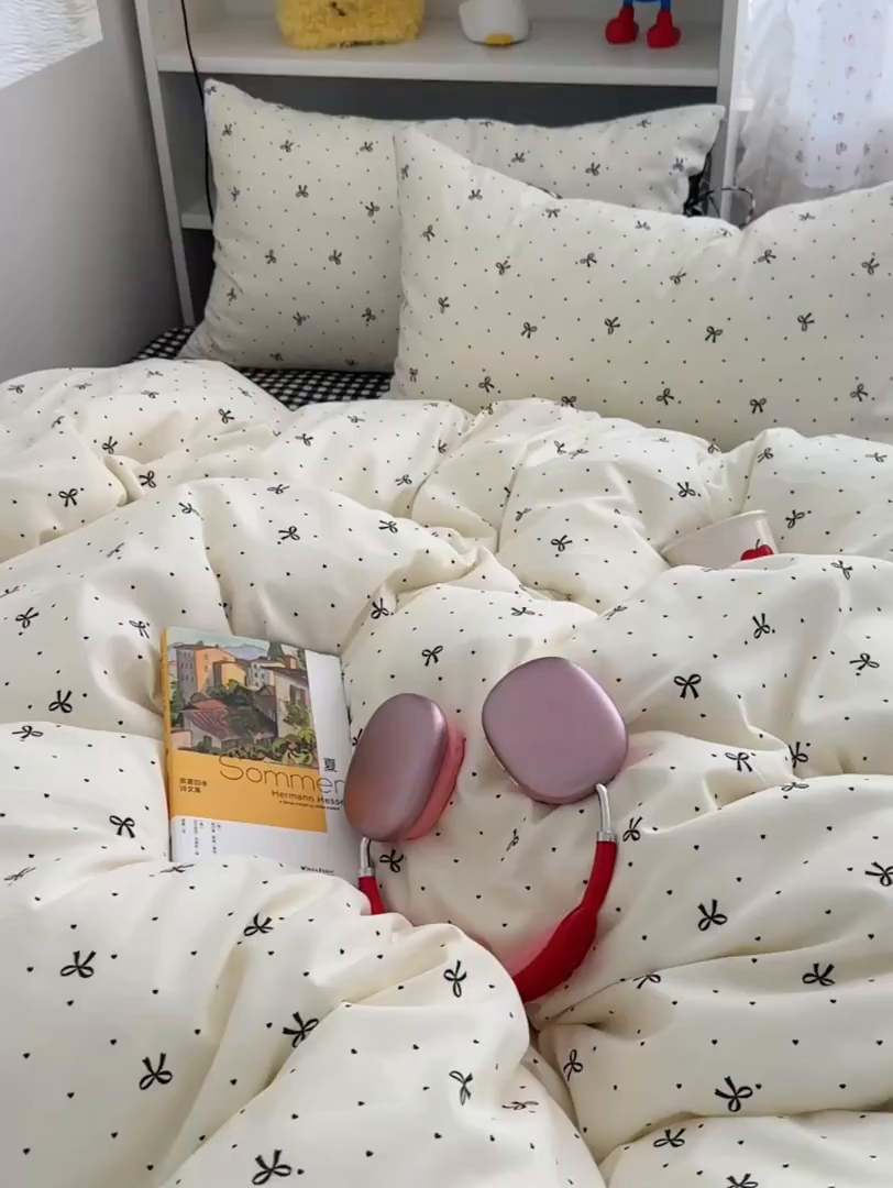 91家纺网 家纺一手货源 找家纺 （总）初念 2025新款水洗棉系绳云朵棉四件套系列