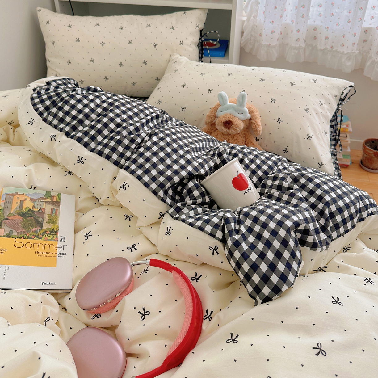 91家纺网 家纺一手货源 找家纺 （总）初念 2025新款水洗棉系绳云朵棉四件套系列