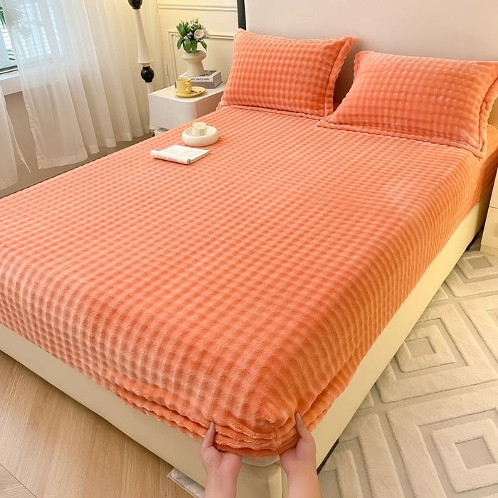 91家纺网 家纺一手货源 找家纺 （总）宅部落 2025新款加厚牛奶绒泡泡绒单床笠床笠单品床笠单件