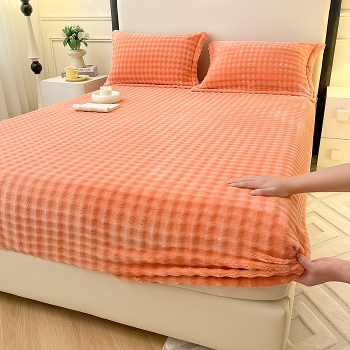 91家纺网 家纺一手货源 找家纺 （总）宅部落 2025新款加厚牛奶绒泡泡绒单床笠床笠单品床笠单件