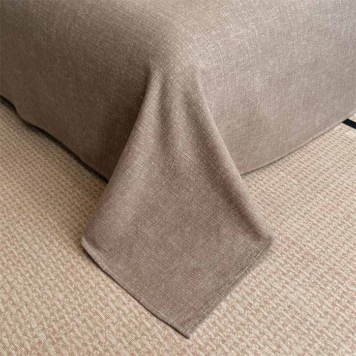 91家纺网 家纺一手货源 找家纺 梦舒羽 2025新款A类原麻纽扣四件套加厚被套床单床笠宿舍双人床仿亚麻套件 浮绘花影-白