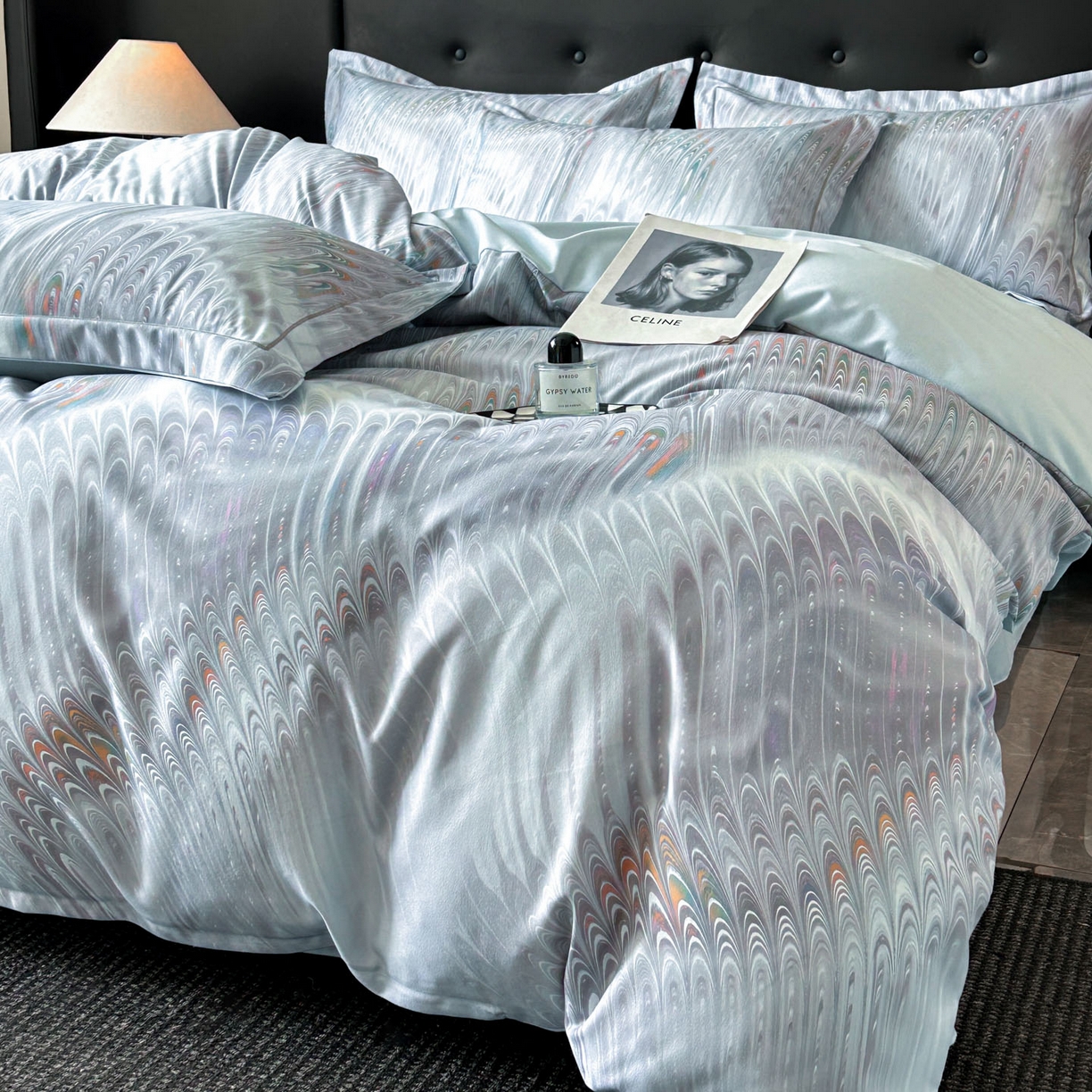 91家纺网 家纺一手货源 找家纺 玉海棠家纺 2025新款数码印花加厚全棉磨毛四件套 翎羽秘境