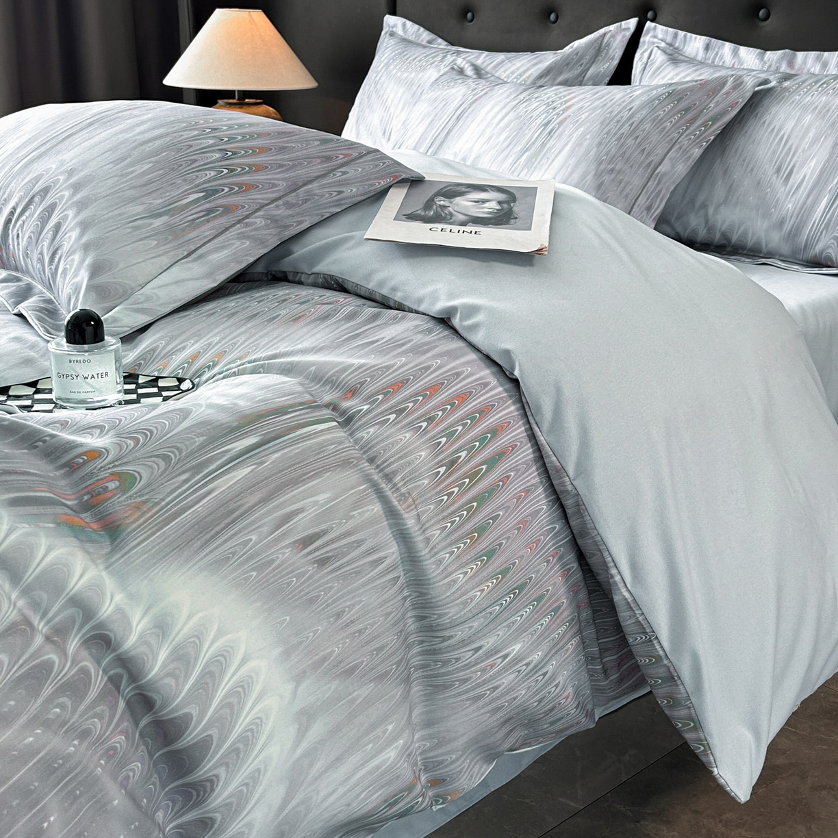 91家纺网 家纺一手货源 找家纺 玉海棠家纺 2025新款数码印花加厚全棉磨毛四件套 翎羽秘境