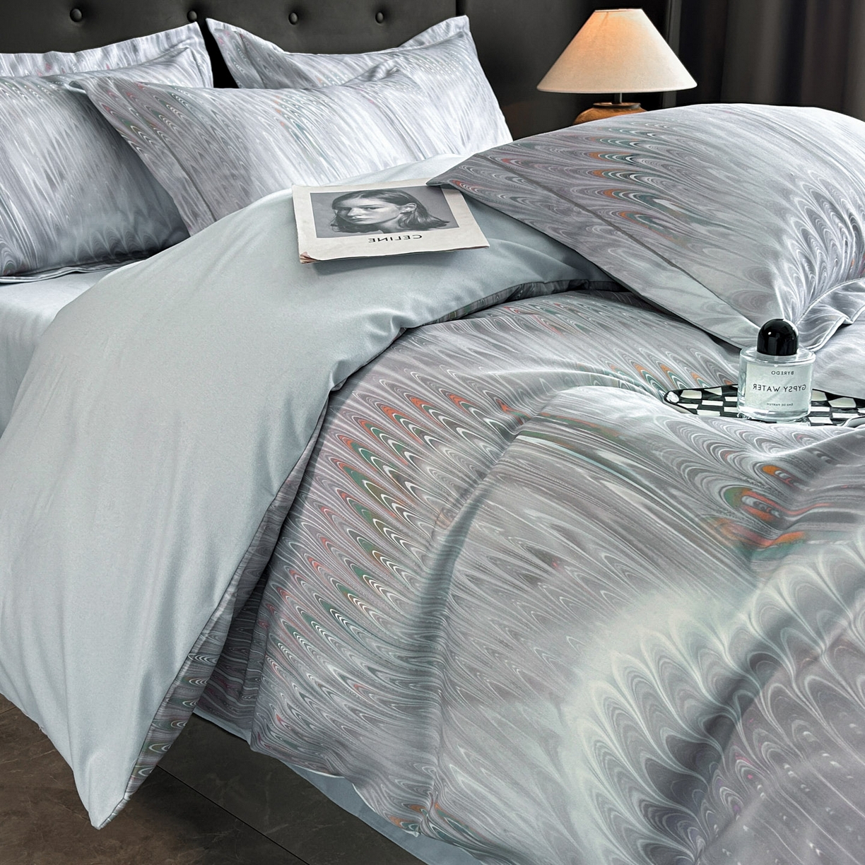 91家纺网 家纺一手货源 找家纺 玉海棠家纺 2025新款数码印花加厚全棉磨毛四件套 翎羽秘境