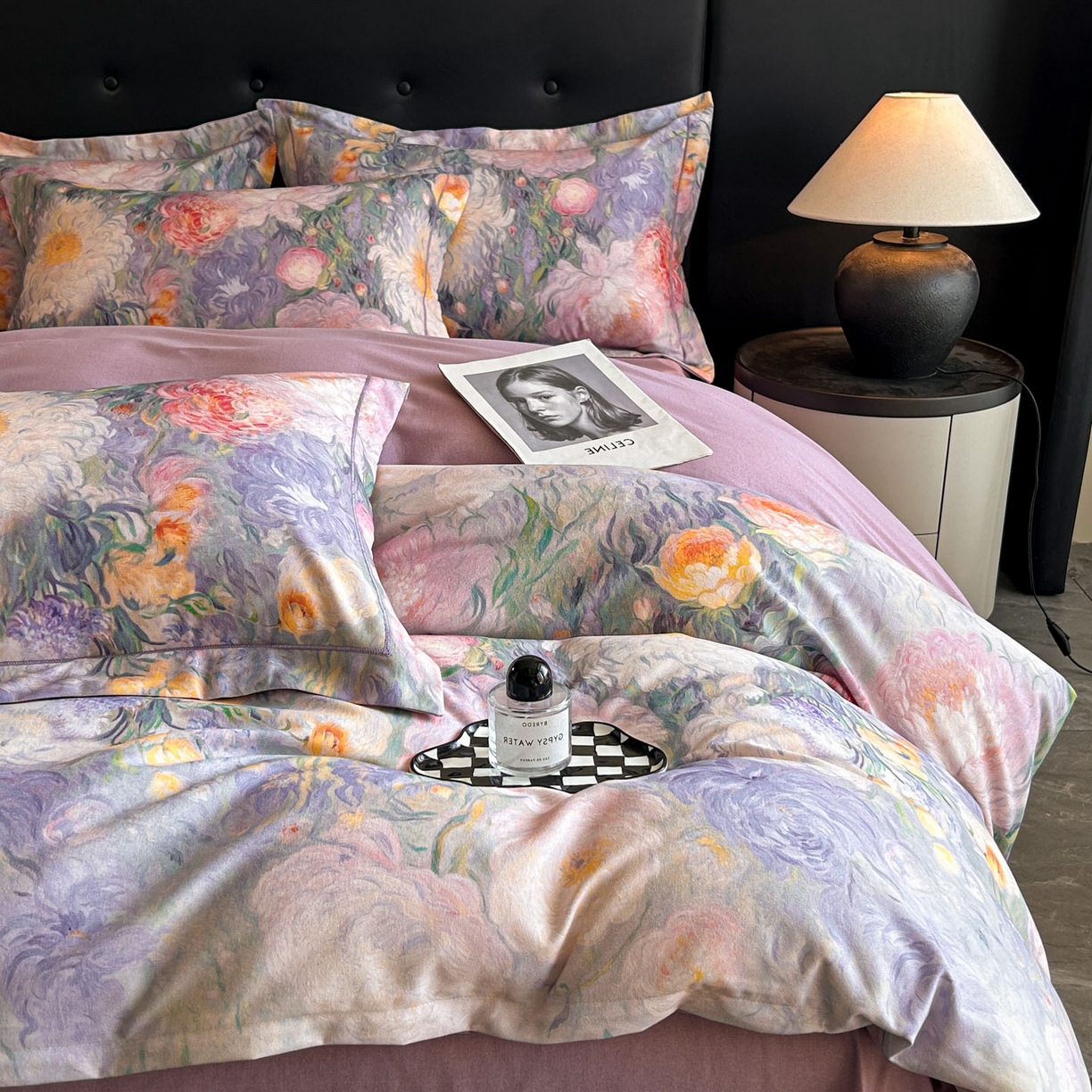 91家纺网 家纺一手货源 找家纺 玉海棠家纺 2025新款数码印花加厚全棉磨毛四件套 鎏金梦境