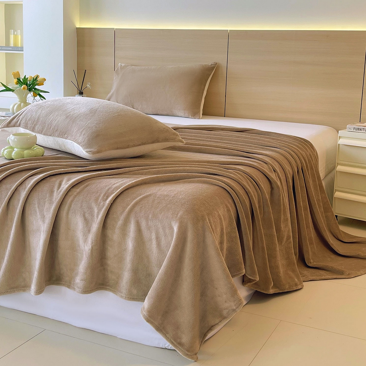 91家纺网 家纺一手货源 找家纺 小懒猪 2025年新款220克A类牛奶绒单床单 咖色