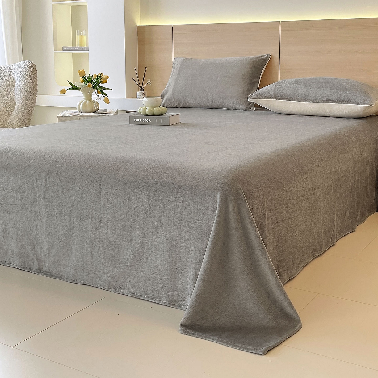 小懒猪 2025年新款220克A类牛奶绒单床单 银灰