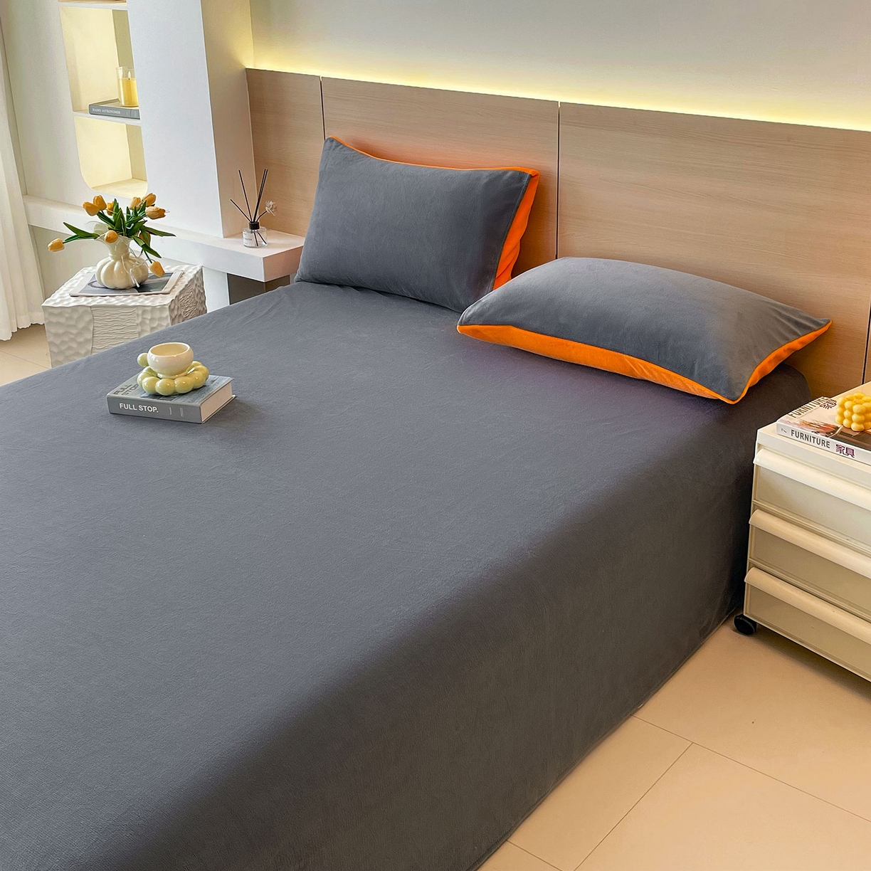 91家纺网 家纺一手货源 找家纺 小懒猪 2025年新款220克A类牛奶绒单床单 钛灰