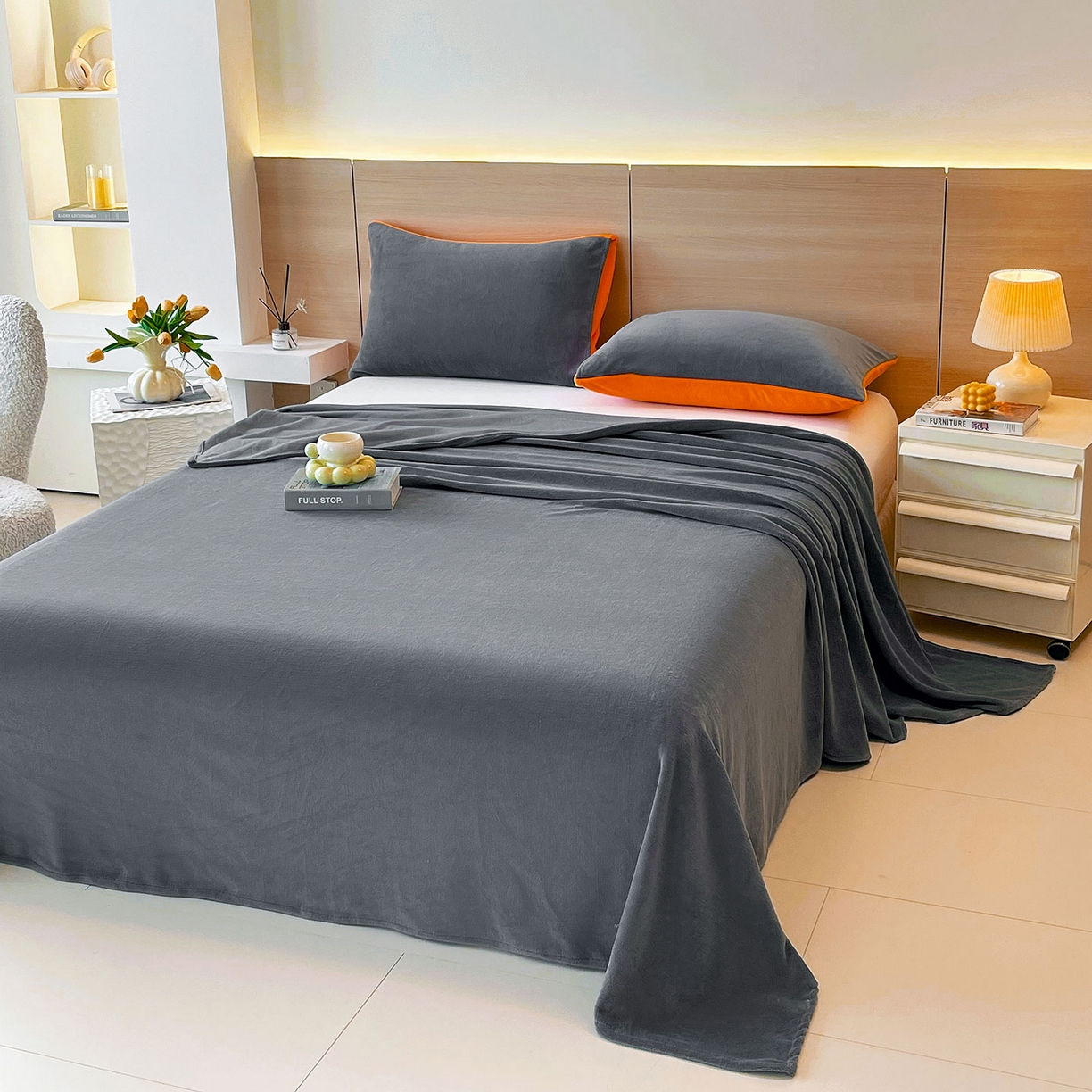 91家纺网 家纺一手货源 找家纺 小懒猪 2025年新款220克A类牛奶绒单床单 钛灰