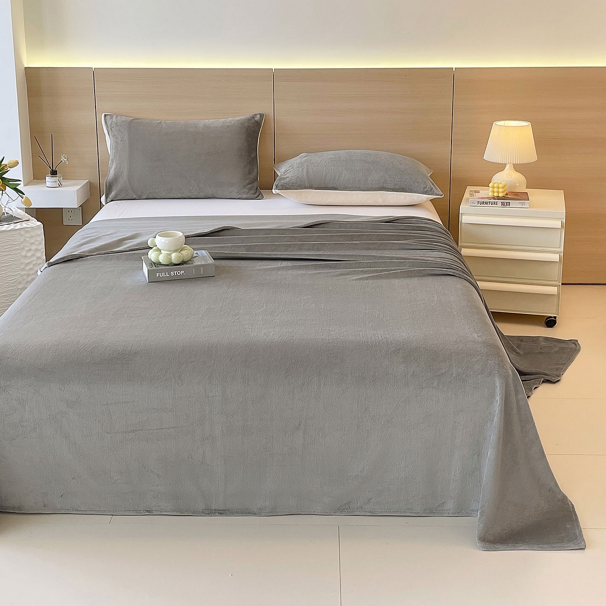 91家纺网 家纺一手货源 找家纺 小懒猪 2025年新款220克A类牛奶绒单床单 银灰