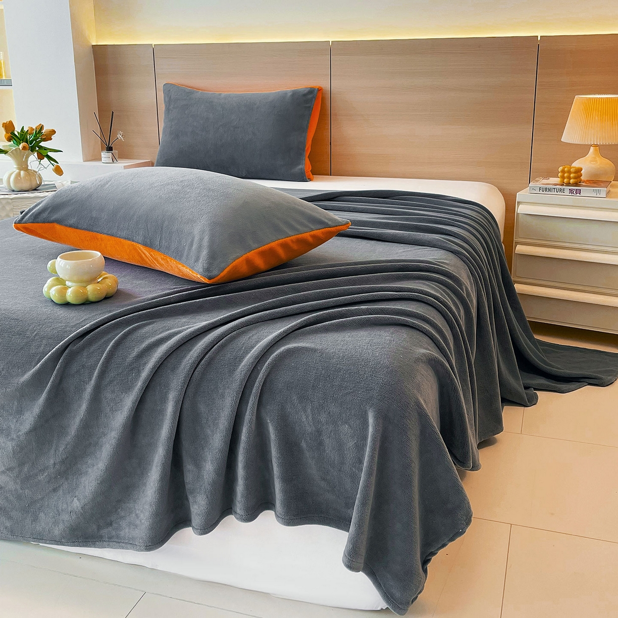 91家纺网 家纺一手货源 找家纺 小懒猪 2025年新款220克A类牛奶绒单床单 钛灰